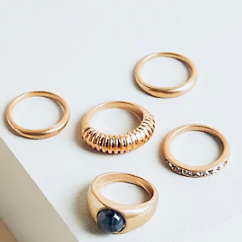 TORRID STONE AN PAVE GOLD RING SET.SIZE 9